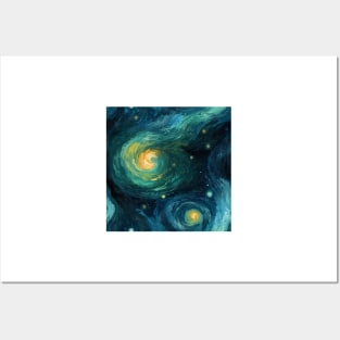 Van Gogh Starry Night Outer Space Pattern 19 Posters and Art